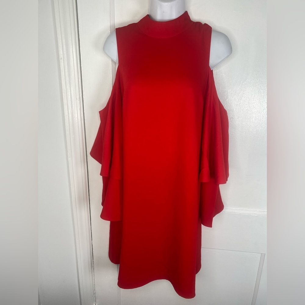 Sugarlips NWT Vibrant Red Cold Shoulder Midi Dress